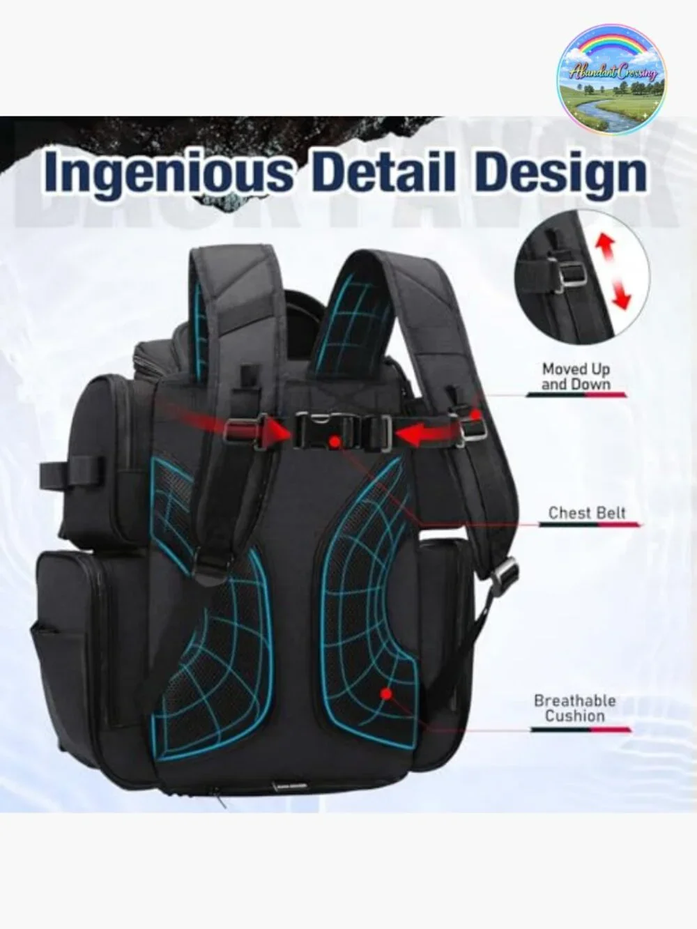 Fishing Backpack with Rod Holders & Tackle Boxes, Water-Resistant Nylon, Rain